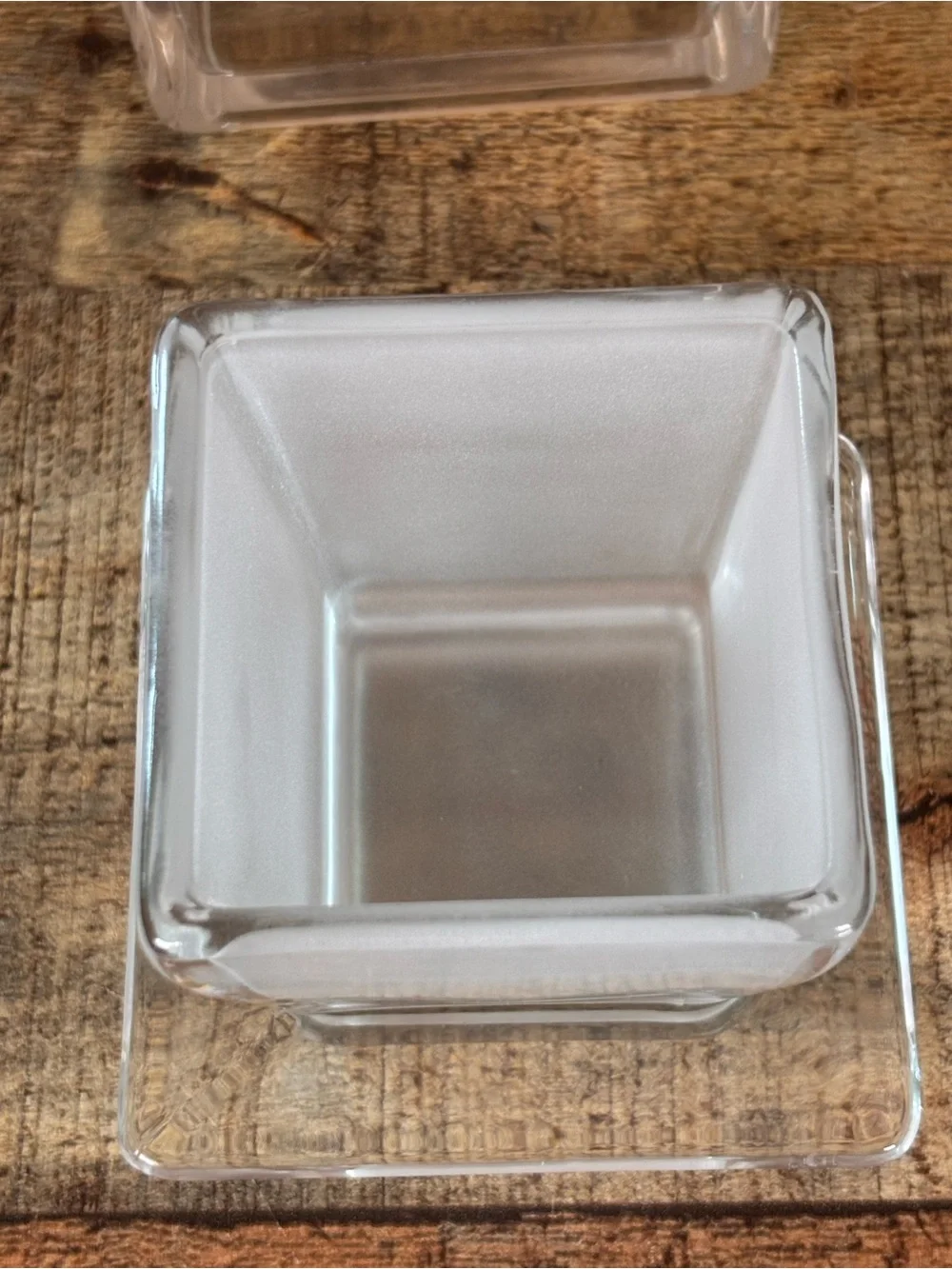 Vintage Clear Frosted Glass French Butter Bell Crock Square With Lid Dish